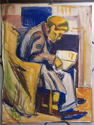 Hermann Degkwitz Mann im Sessel 1945 40x56c