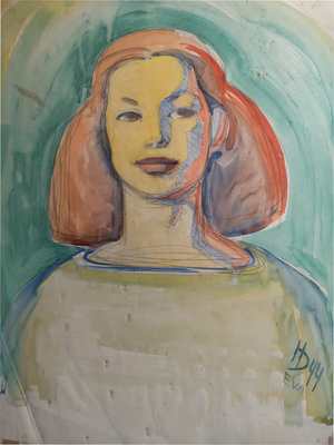 Hermann Degkwitz Porträt_Eva(Schwester) 1944 40x5