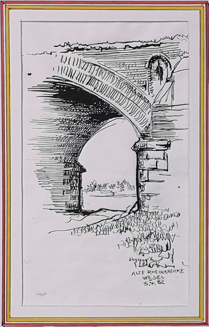 Hermann Degkwitz Alte_Rheinbrücke Wesel 1982 30x40c